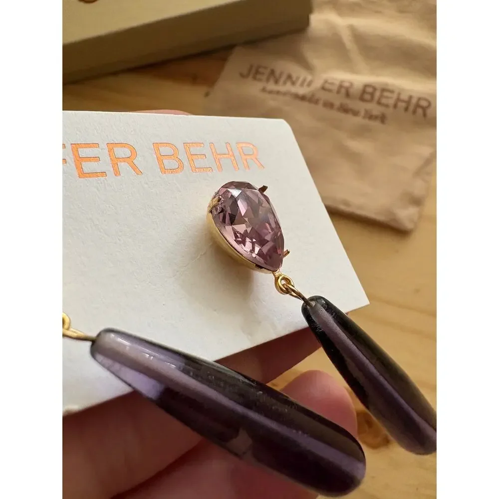 Jennifer Behr Amethyst Caroline Earrings Purple Crystal Stud 18K Gold